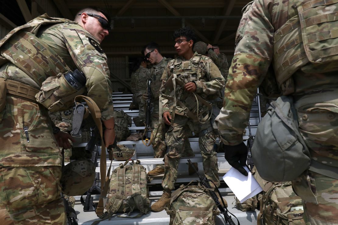 US soldiers participate in a 'Best Squad Competition' at Camp Humphreys in 2023 in Pyeongtaek, South Korea.